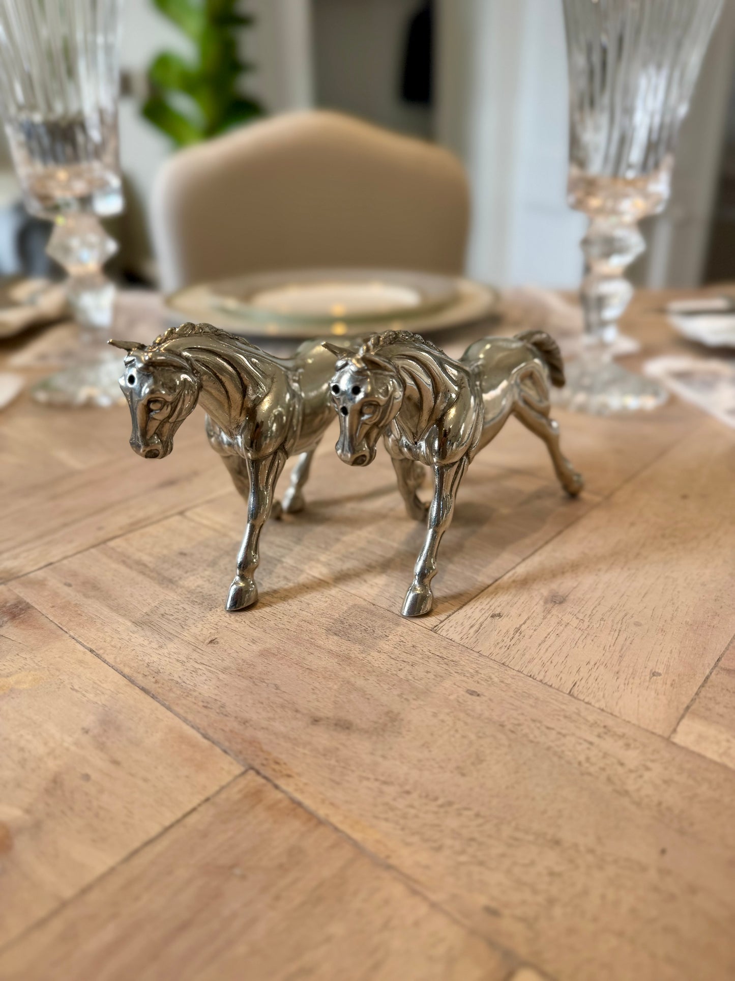 Horse Salt and Pepper Shaker Set in Pewter