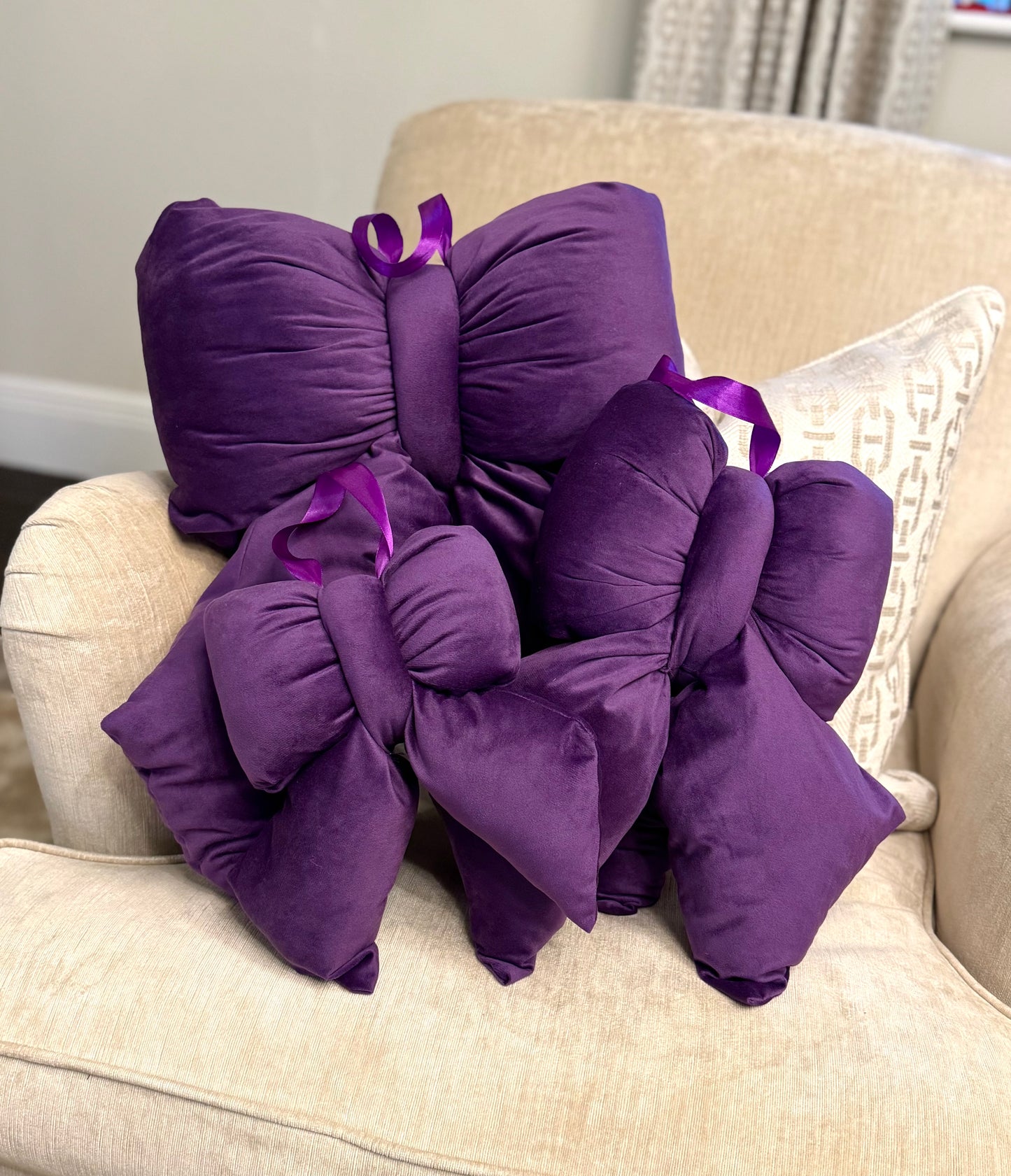 Elegant Plush Bow in Purple - Extra Large, Large, Medium