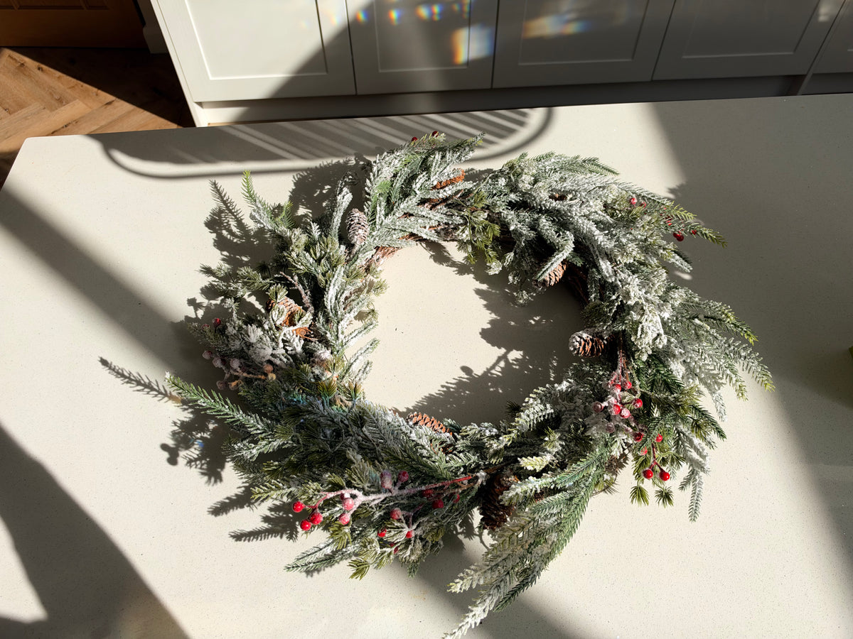 The Frosted Forest – Large Snowy Christmas Wreath, 60cm