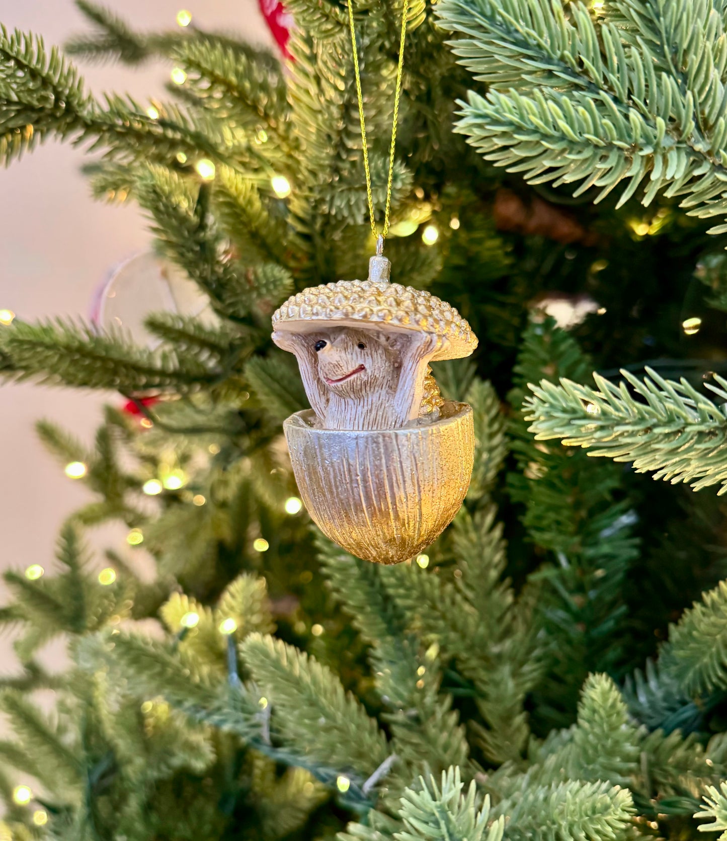 Hedgehog in an Acorn Christmas Bauble