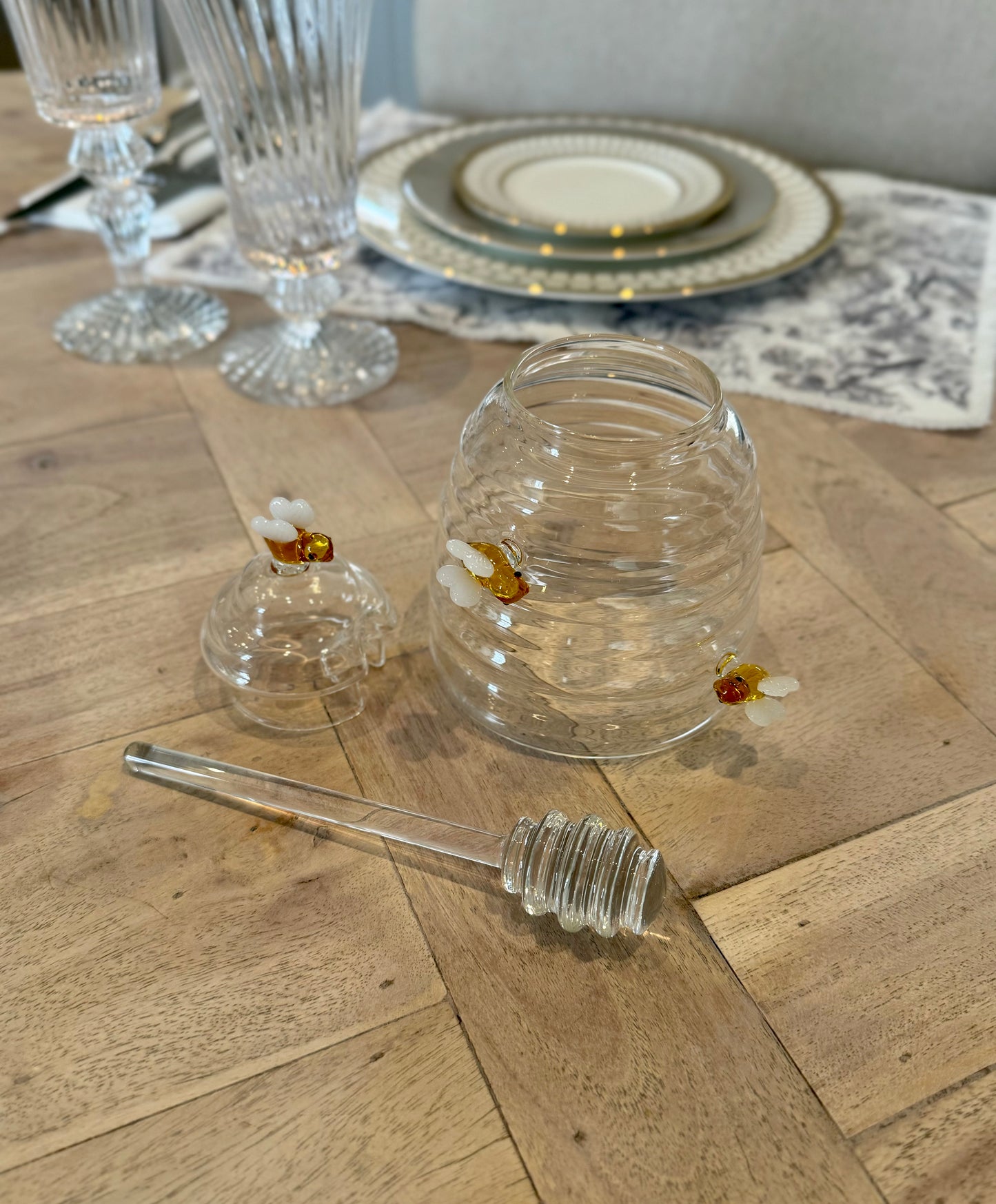 Glass Honey Pot with Dipper