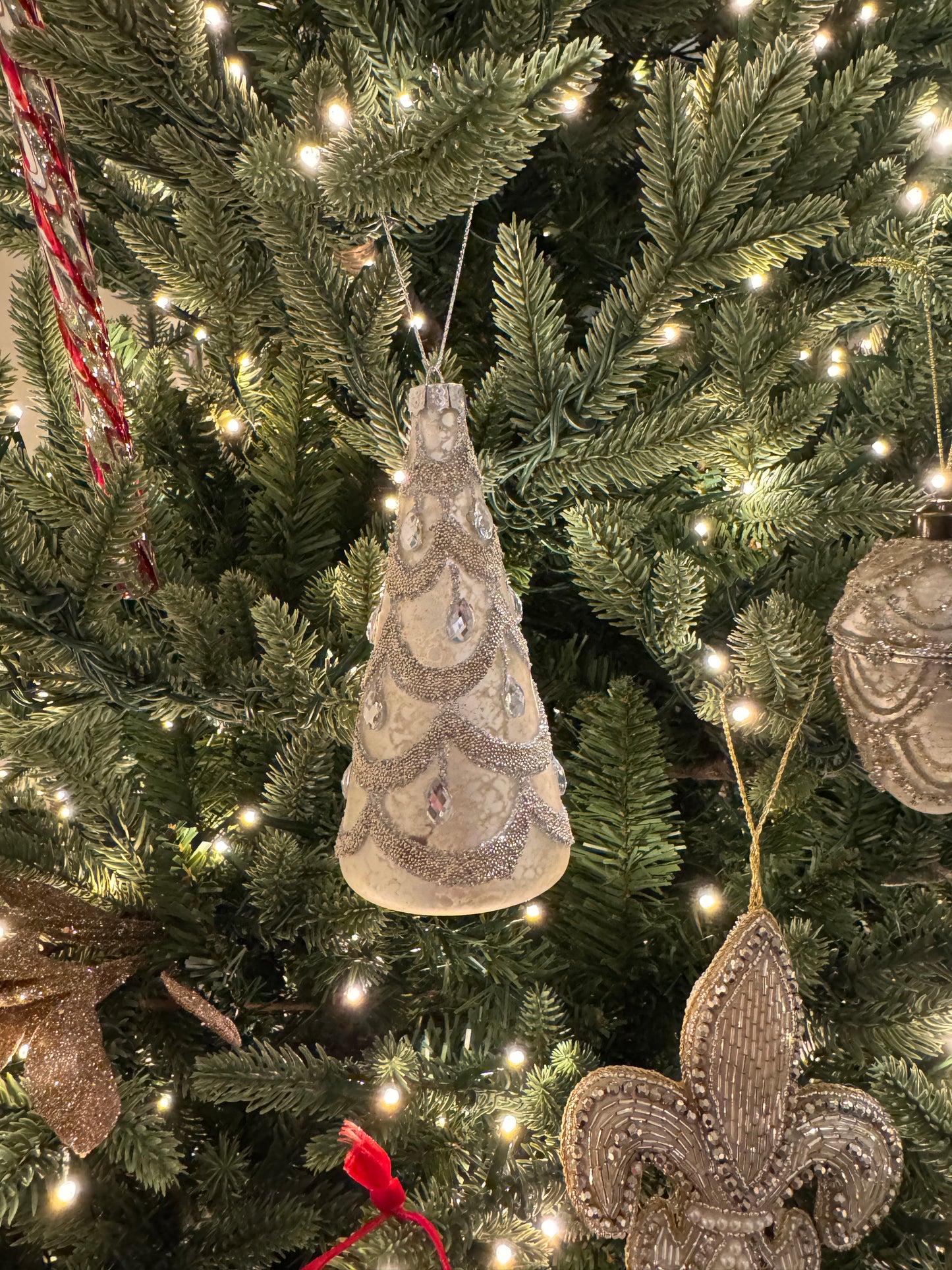 Christmas Tree Bauble in Champagne with Jewels