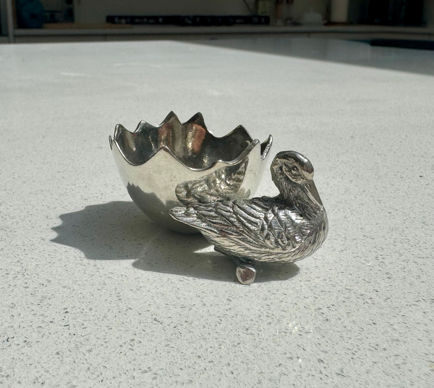 Duck Egg Cup Holder in Pewter