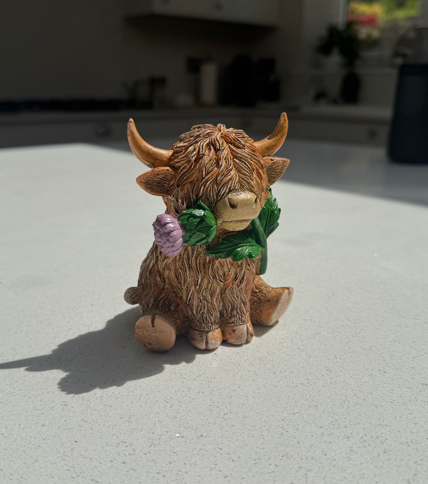 Highland Cow Ornament with Thistle