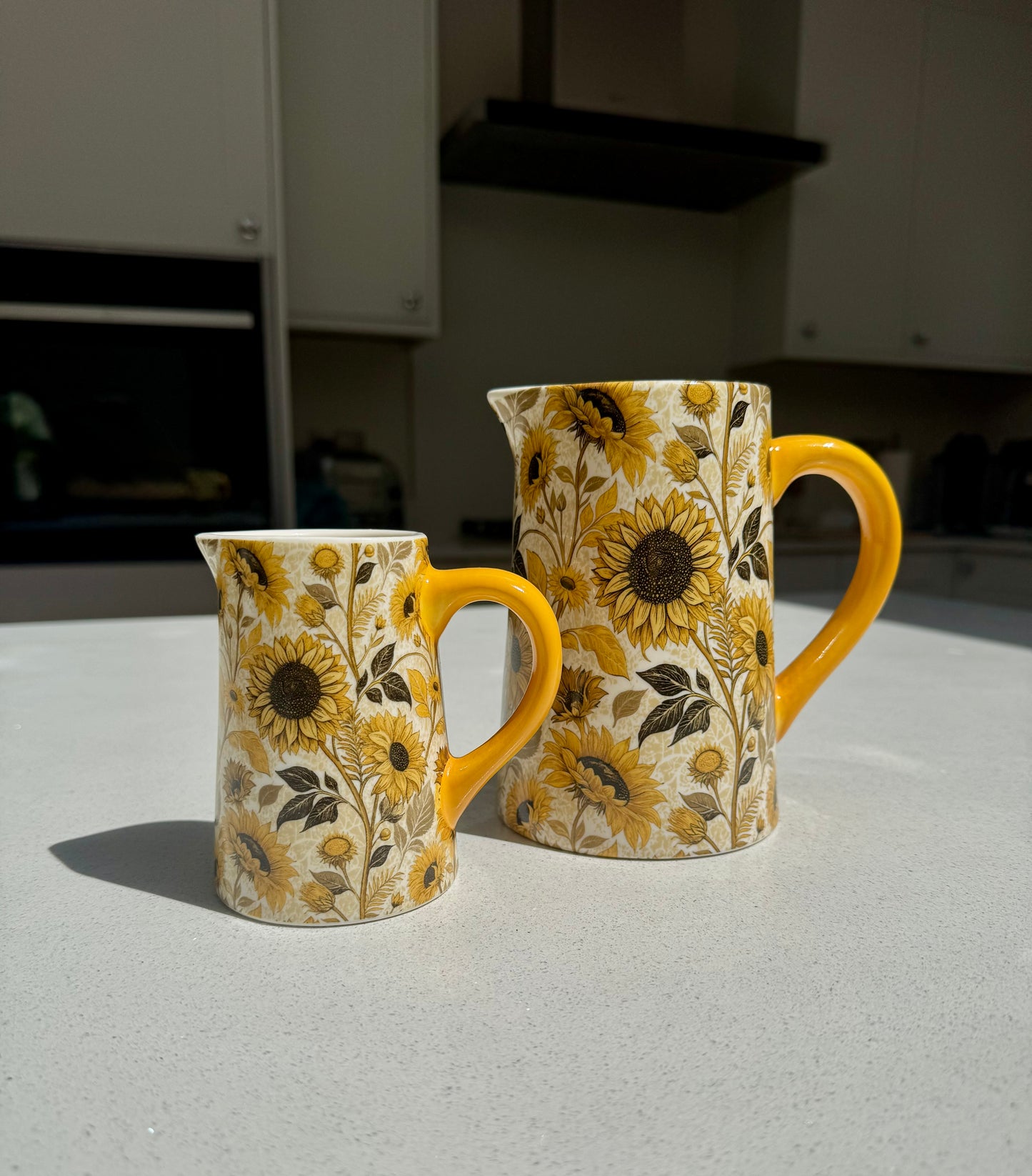 Sunflower Print Ceramic Jug Vase in Various Sizes