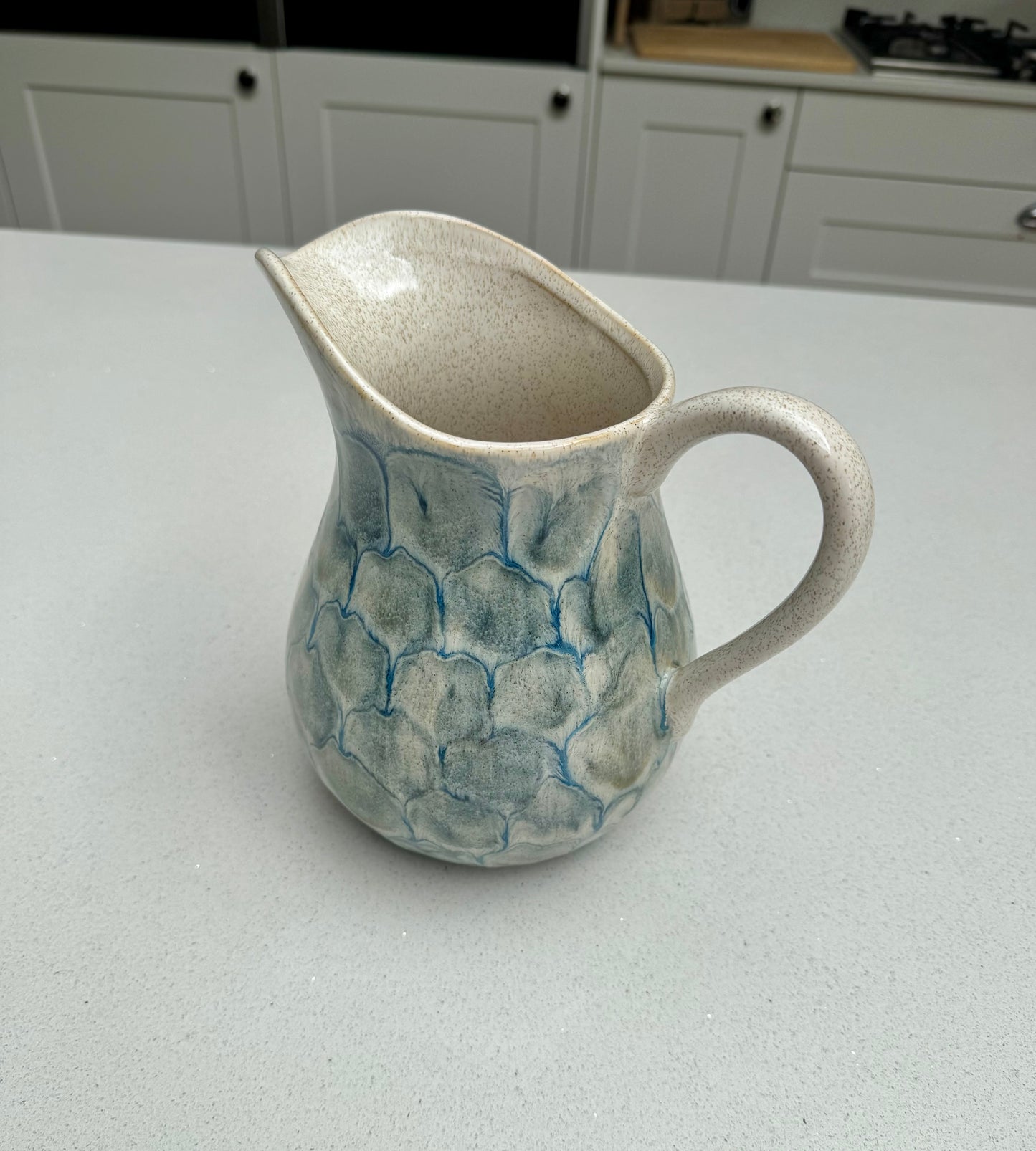 Large Tortoise Shell Ceramic Jug in Blue