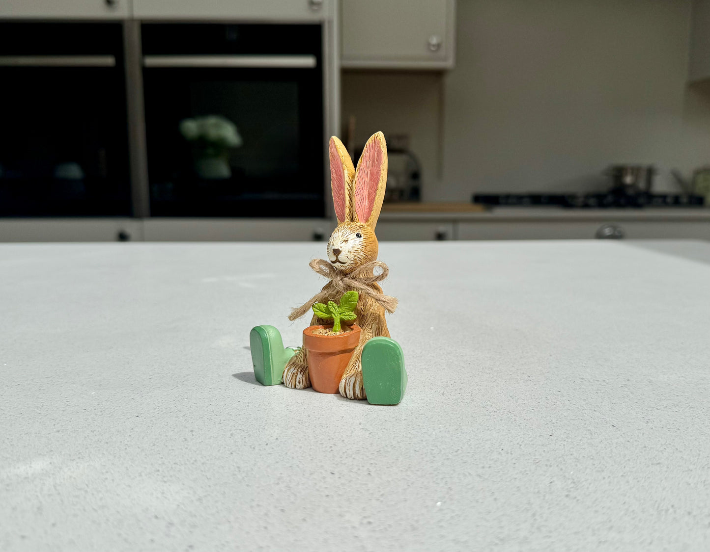 Sitting Rabbit Ornament with Plant Pot