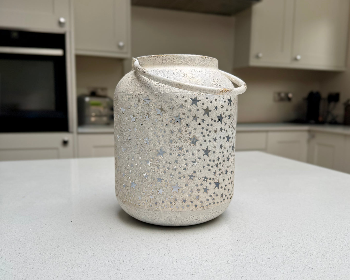 Vintage Mottled White Star Lantern