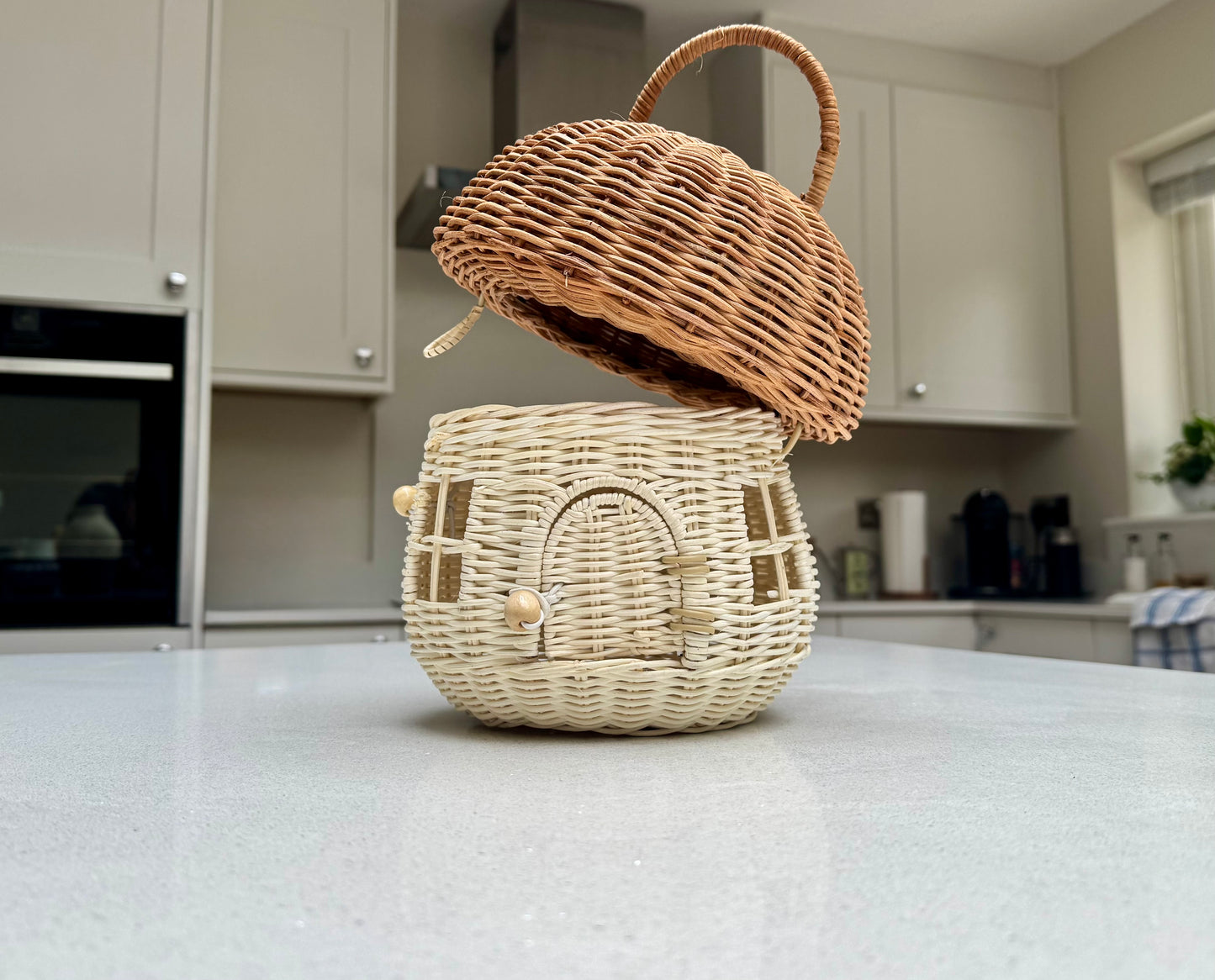Handmade Rattan Mushroom House Basket 28cm