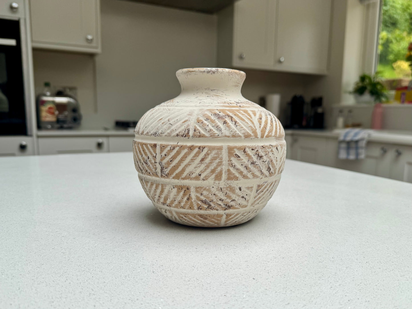 Jabari Etched Stone Effect Vase 15cm