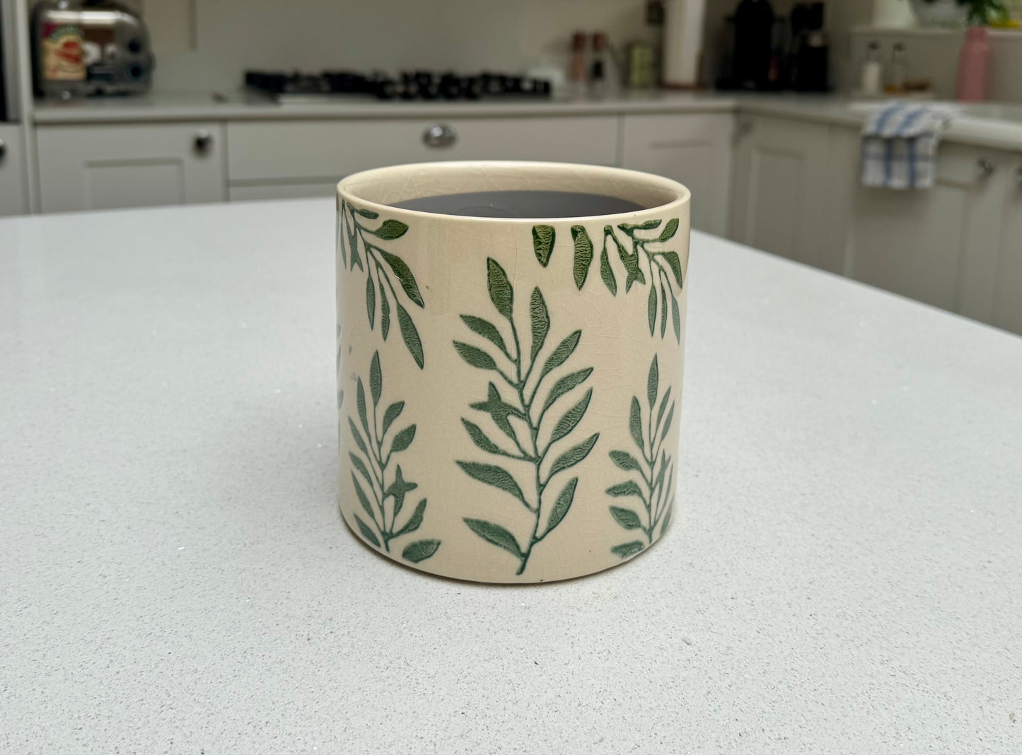 Foliage Crackle Glaze Ceramic Plant Pot 14cm