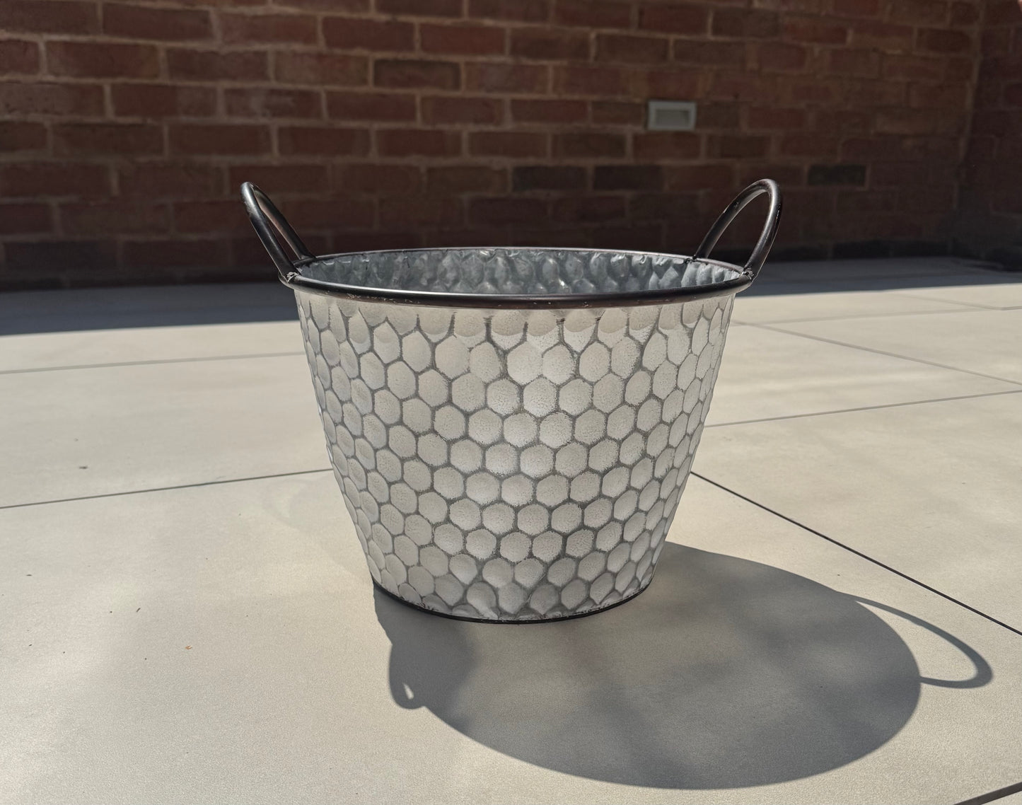 Vintage Honeycomb Galvanised Metal Planters