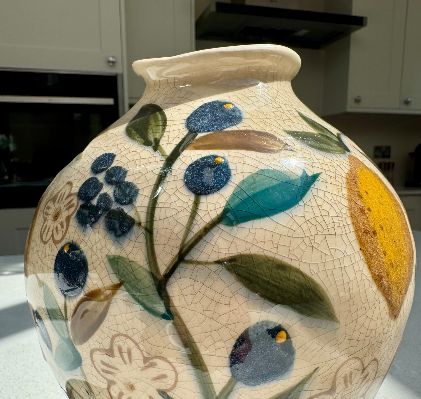 Lemon Ceramic Crackle Glaze Vase 21.5cm