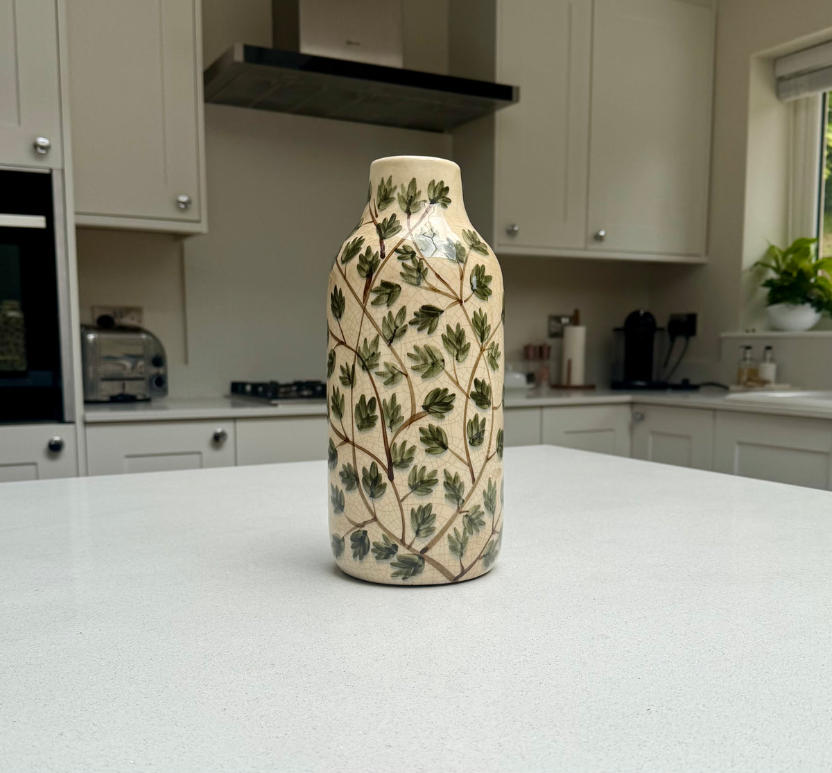 Crackle-glaze botanical vase for country home styling