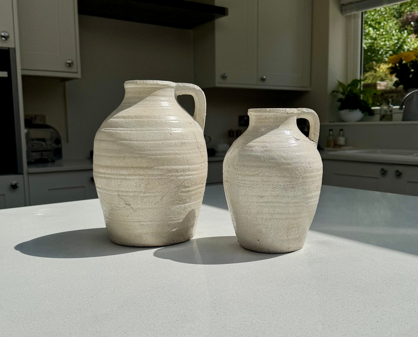Medium Ellie Teracotta Jug Vase in Pale Ivory 23cm