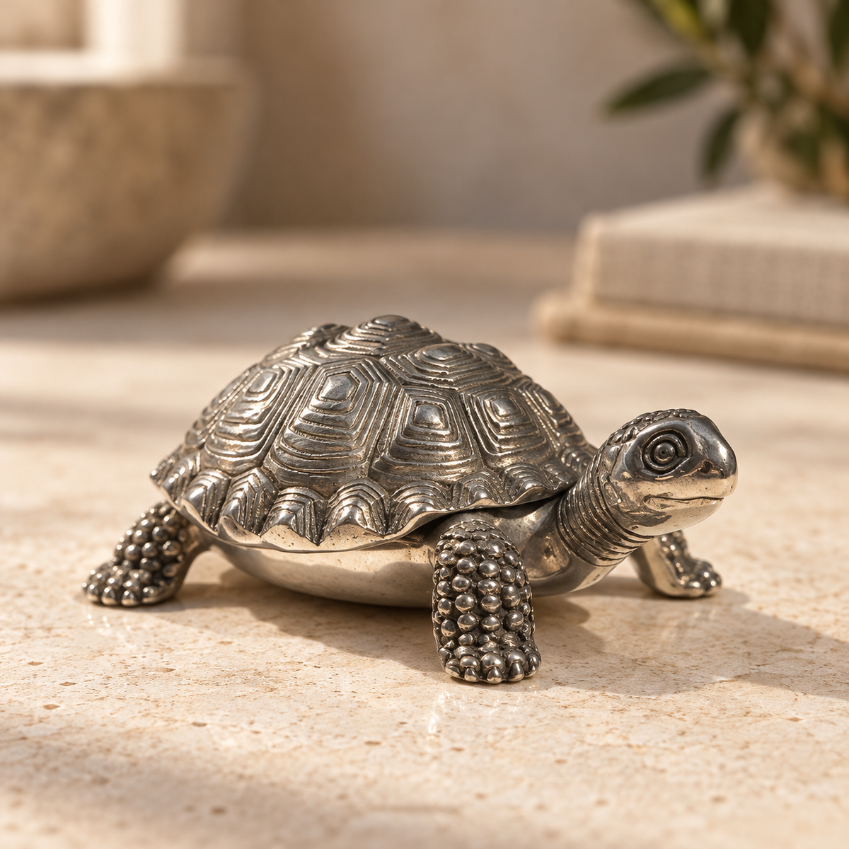 Pewter Turtle Decorative Keepsake Box