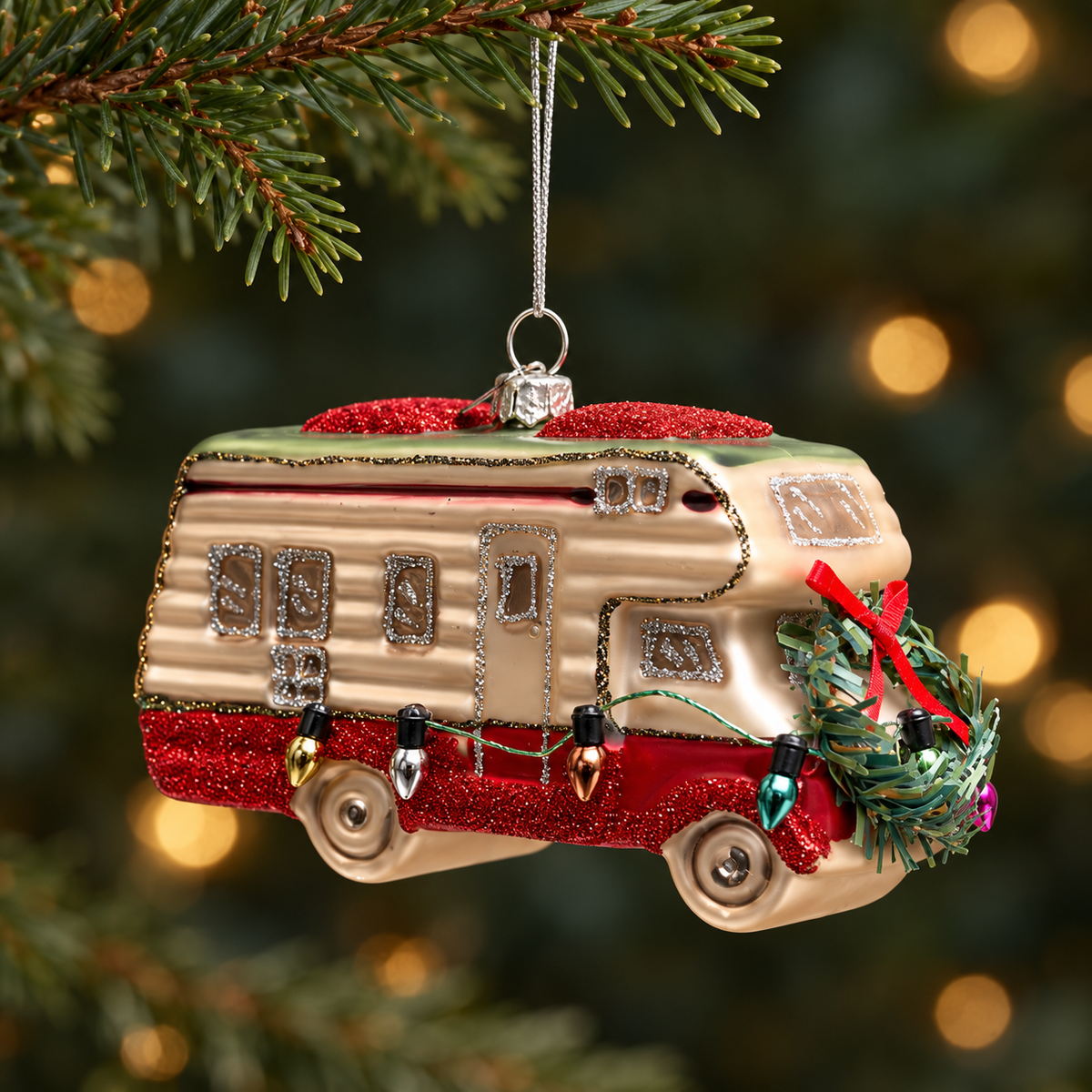 Glass Camper Van Christmas Bauble – 11cm