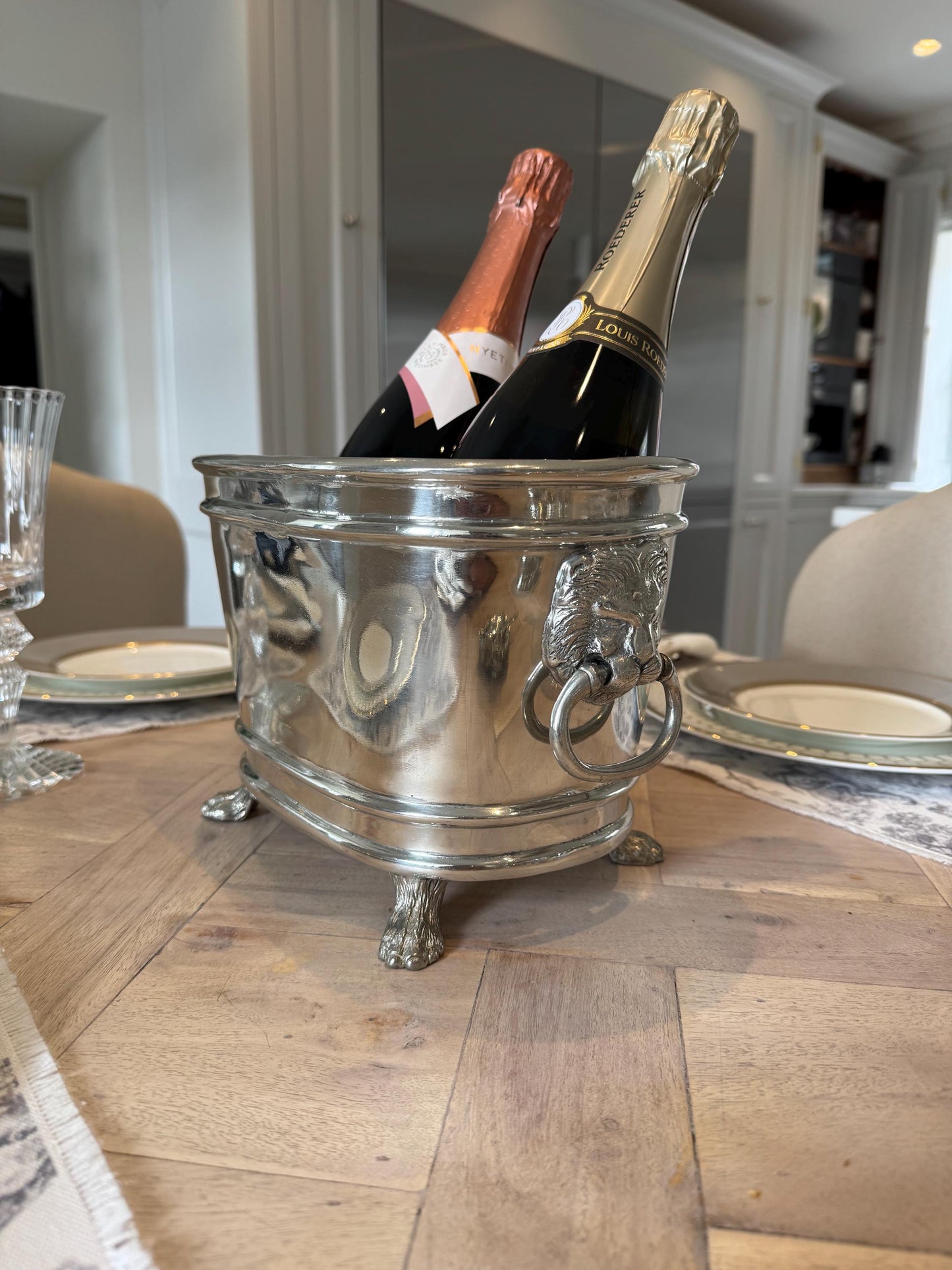 Lion Champagne Bucket in Pewter
