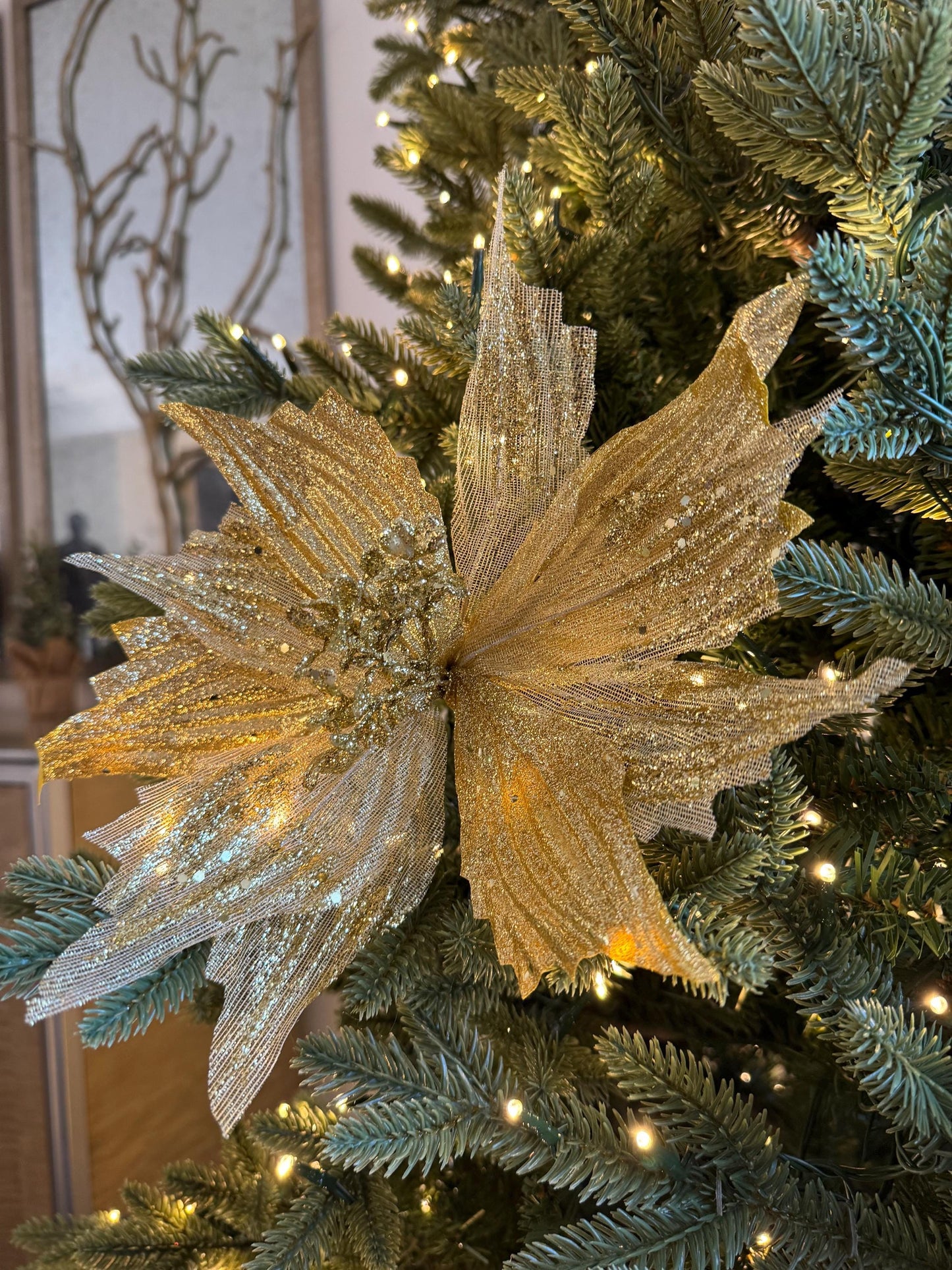 Gold Poinsettia Flower with stem