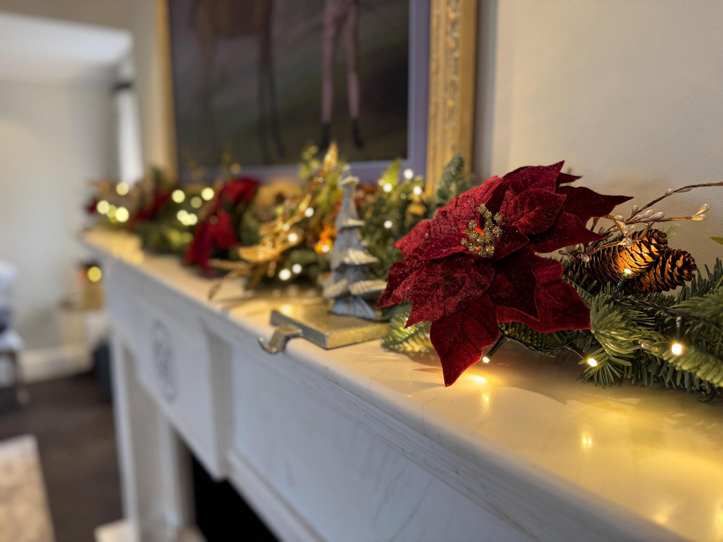 Red Velvet Poinsettia with Gold Glitter Centre