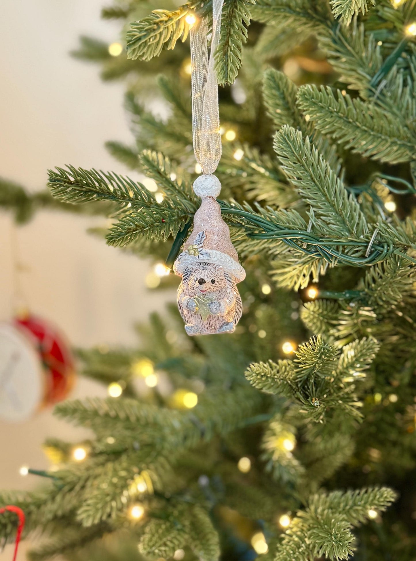 Mini Glitter Hedgehog Christmas Bauble