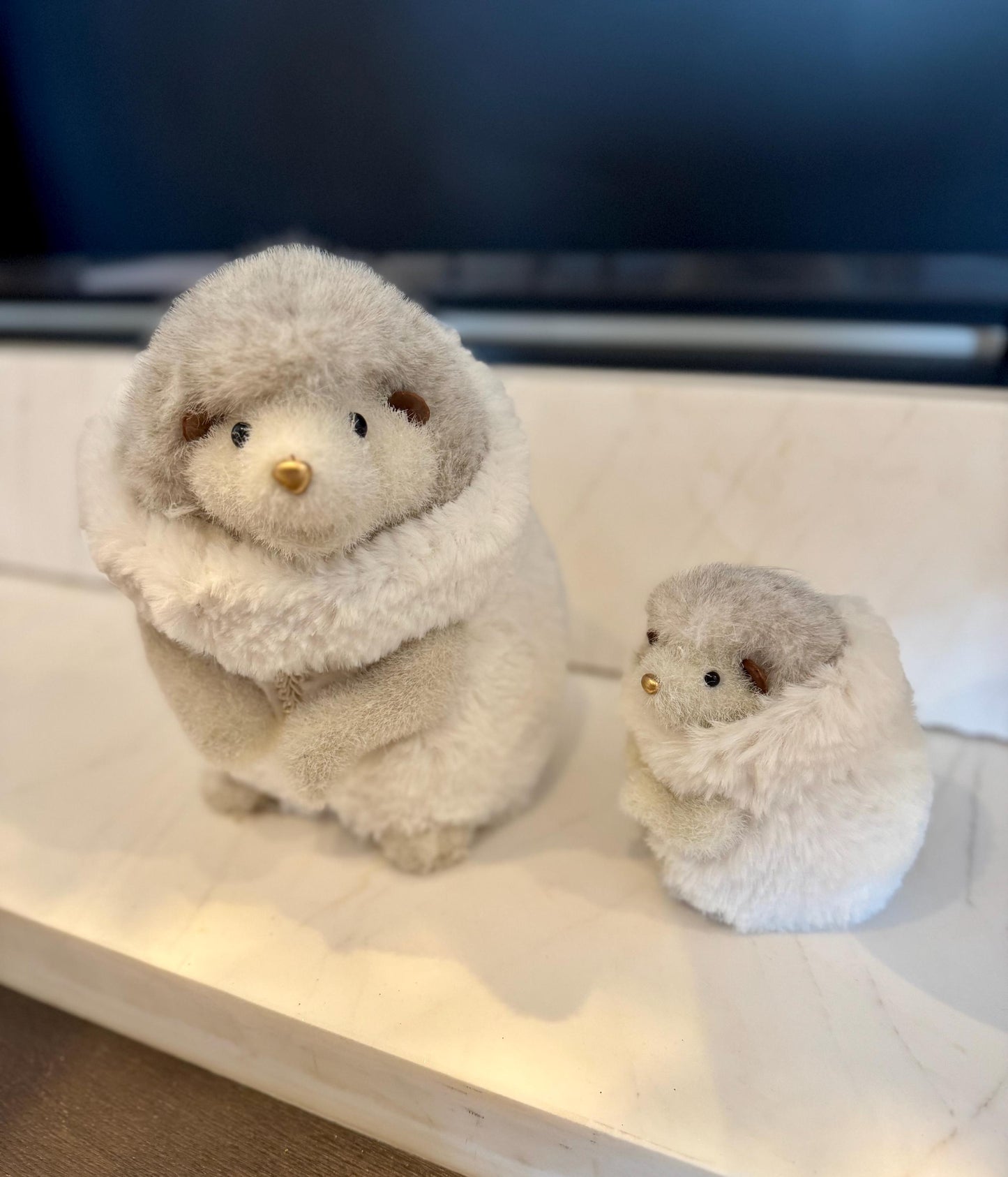 Soft Faux Fur Hedgehog Ornament - Woodland Christmas Decor