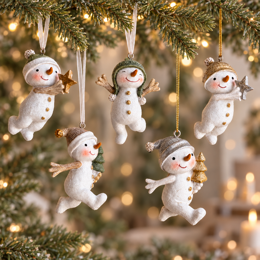Mini Hand-Painted Snowmen Christmas Baubles – 7cm