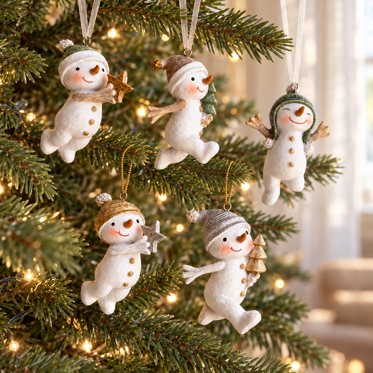 Mini Hand-Painted Snowmen Christmas Baubles – 7cm