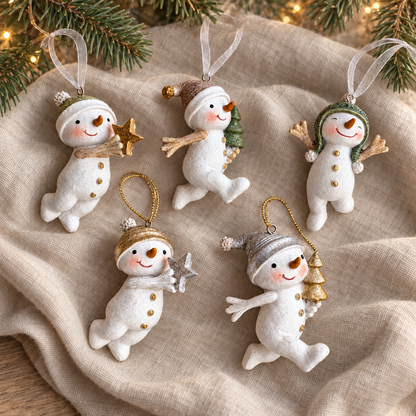 Mini Hand-Painted Snowmen Christmas Baubles – 7cm