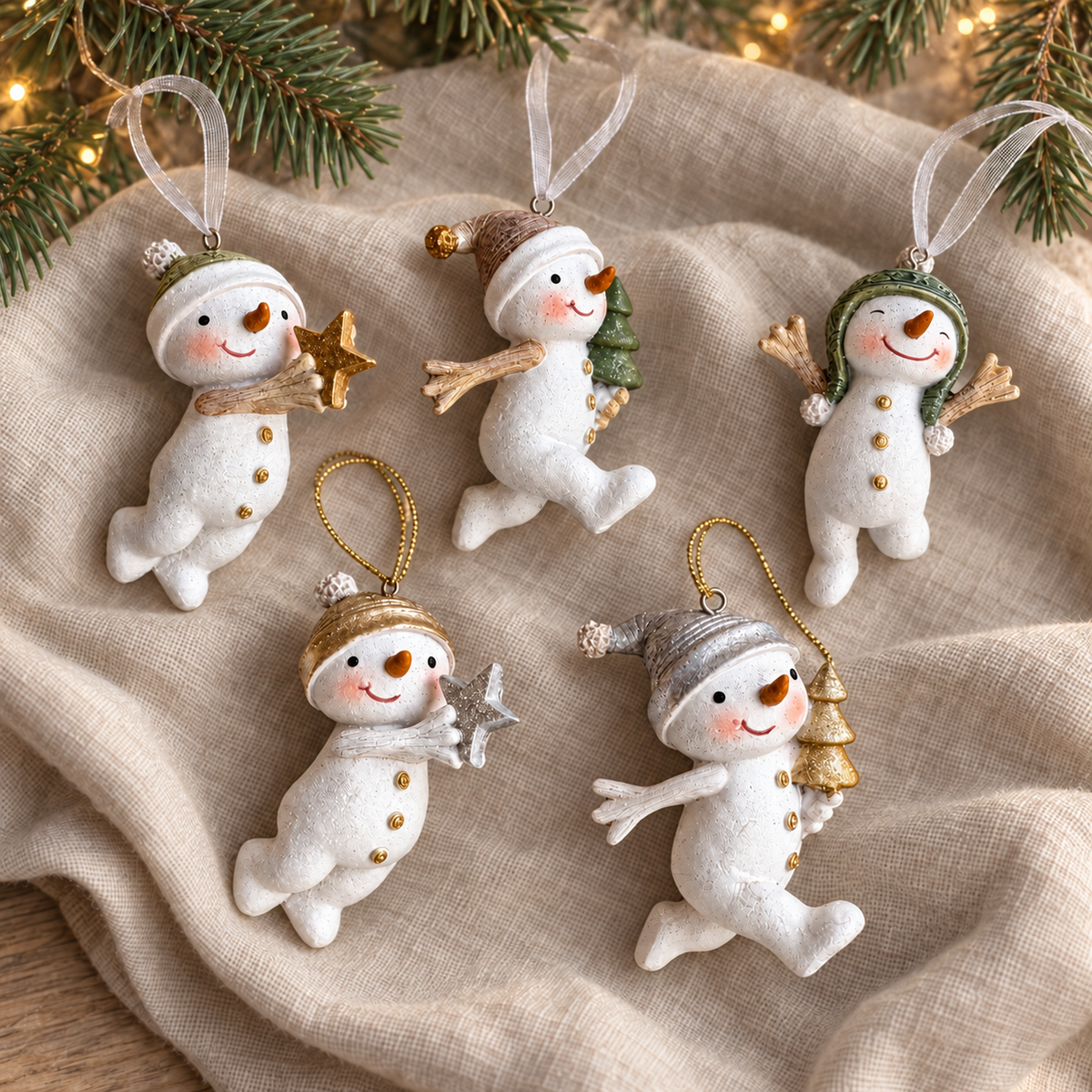Mini Hand-Painted Snowmen Christmas Baubles – 7cm