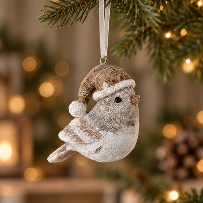 Mini Festive Hanging Bird Christmas Baubles - Three Designs