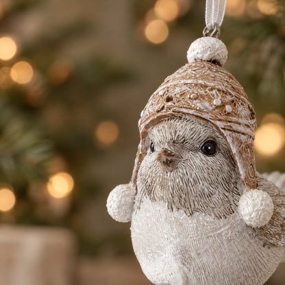 Mini Festive Hanging Bird Christmas Baubles - Three Designs
