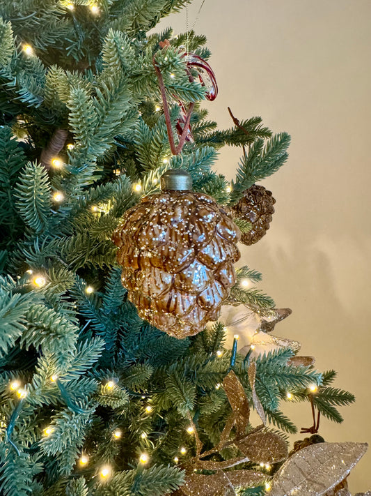 Glittered Glass Pinecone Bauble