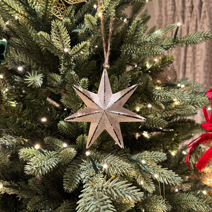 Wooden Star Bauble in White