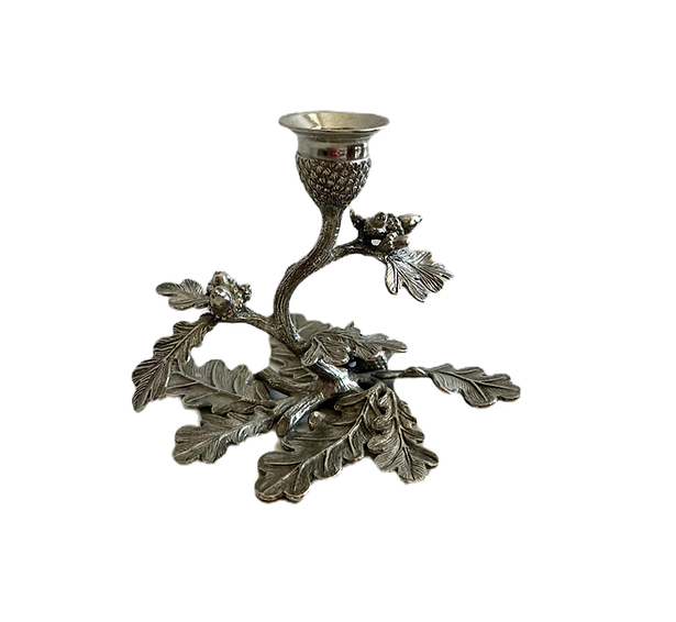 Oak Tree Candle Holder In Pewter