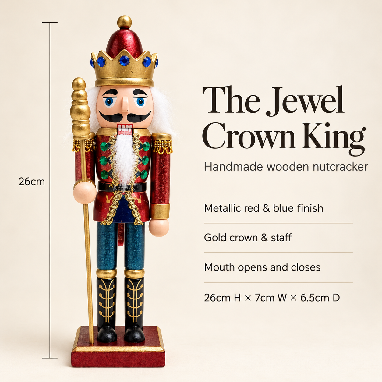 Jewel Crown King material, moving mouth and 26cm height details