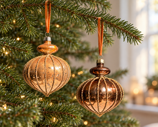 The Gilded Finial – Shatterproof Beaded Christmas Bauble, Two Colours