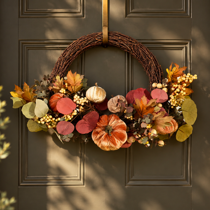 The Harvest Moon – Handmade Autumn Pumpkin Wreath, 60cm