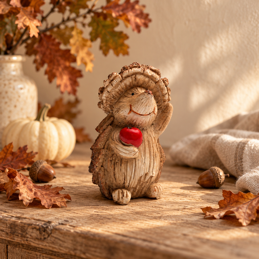 Woodland Hedgehog with Apple Ornament – 11cm