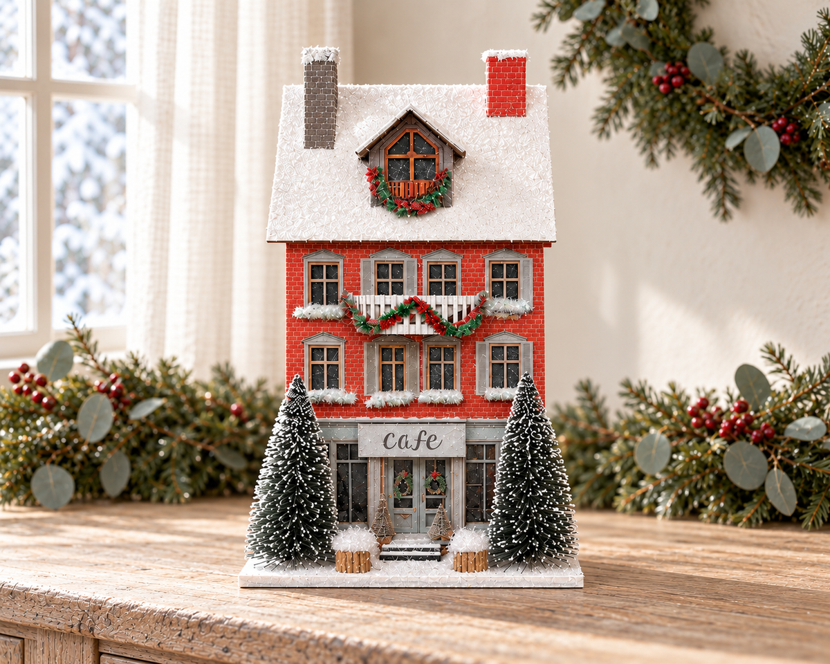 The Christmas High Street – Light-Up Café & Candy Shop Decorations