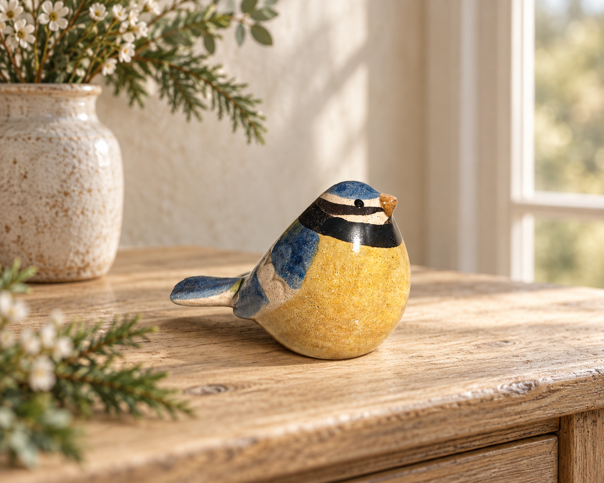 Ceramic Blue Tit Ornament, 7cm