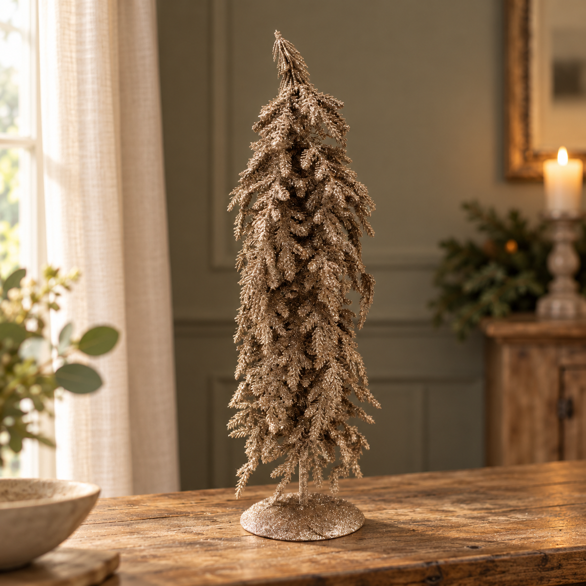 Gold Metal Leaf Christmas Tree – 37cm