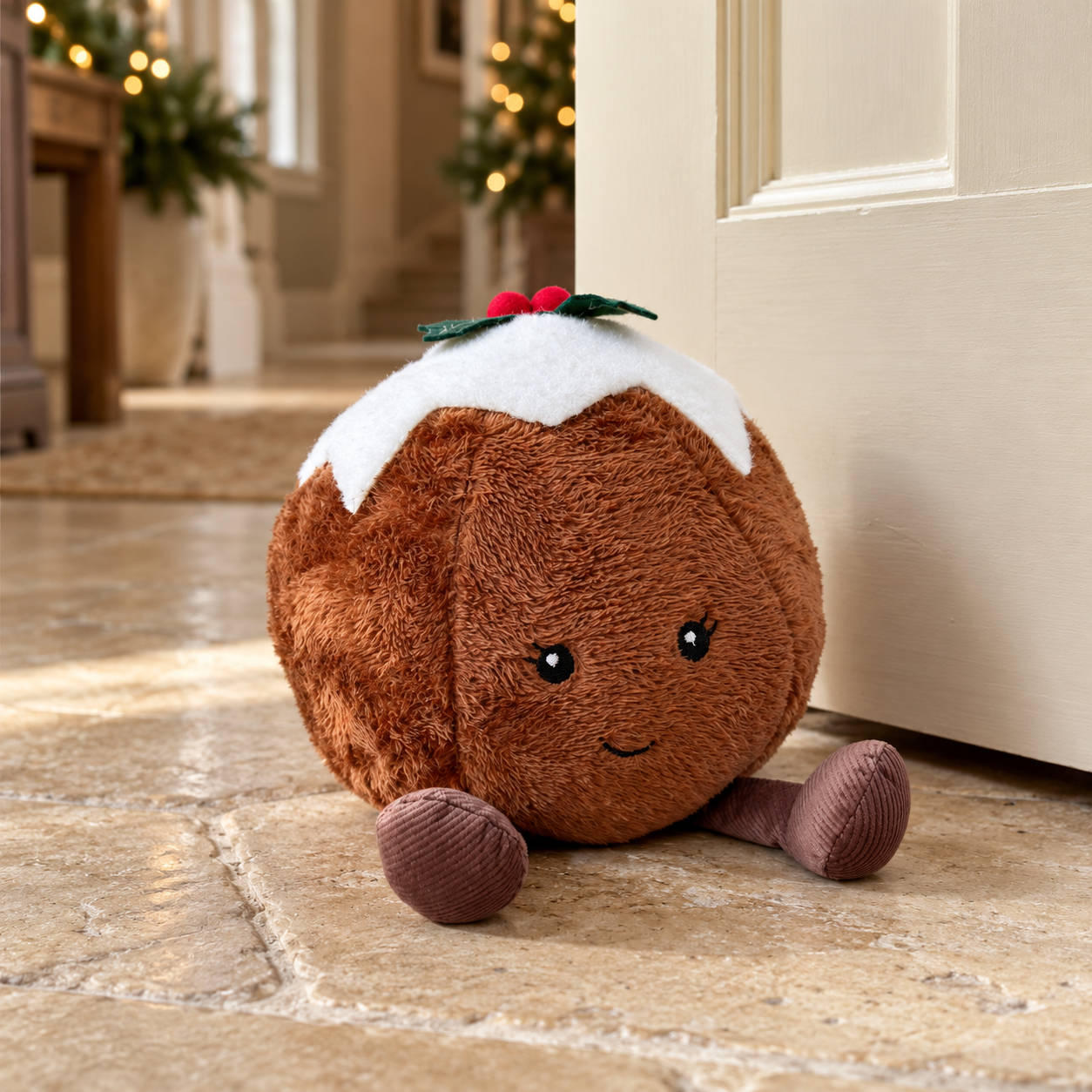 Plush Christmas Pudding Doorstop 28cm