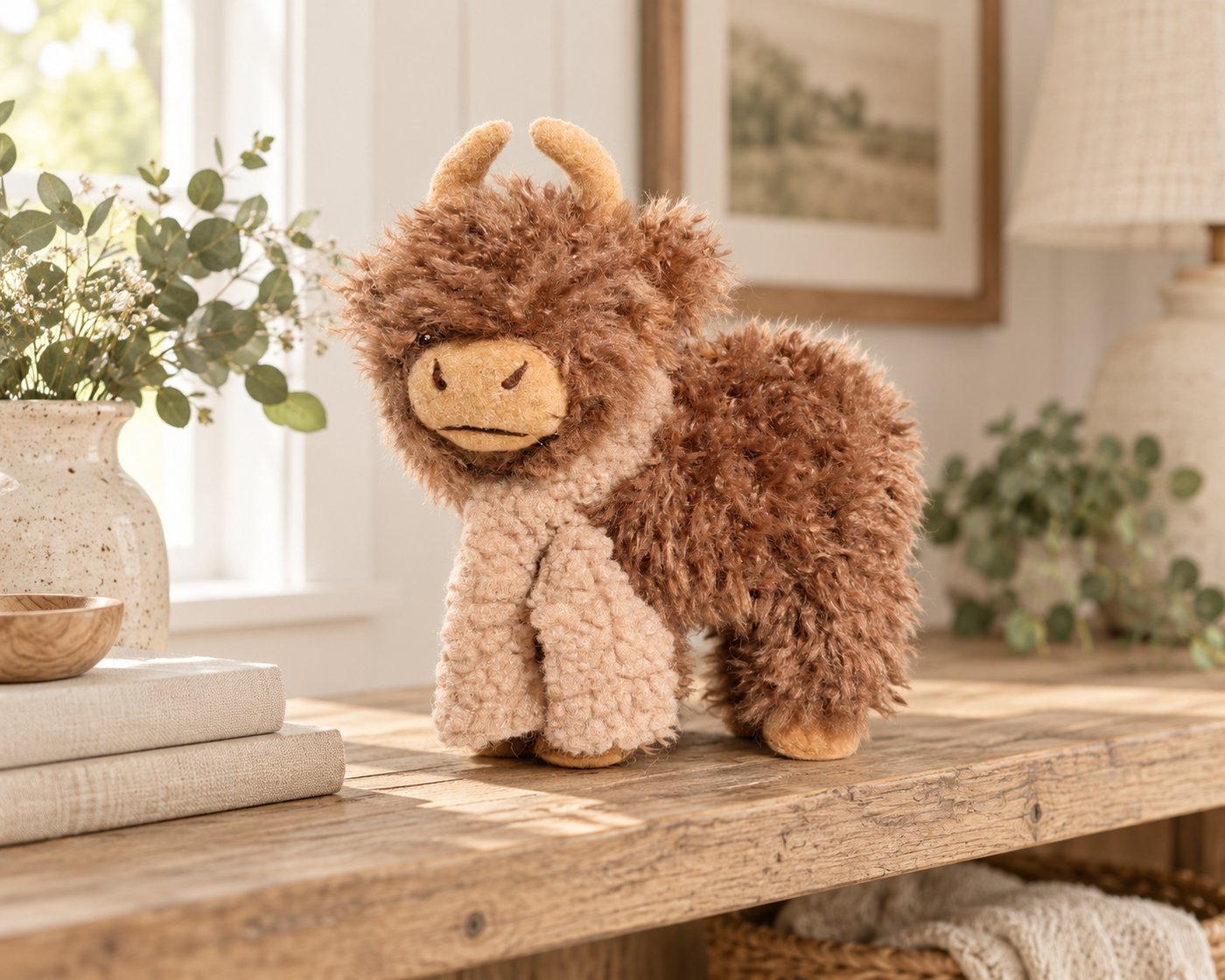 Handmade Plush Highland Cow Ornament - Three Styles