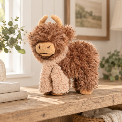 Handmade Plush Highland Cow Ornament - Three Styles