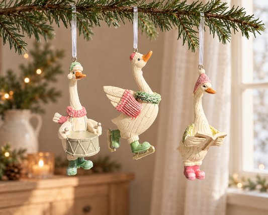The Festive Duck Parade – Resin Christmas Baubles, Three Designs