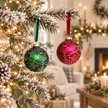 Botanical Glass Christmas Bauble – 8cm