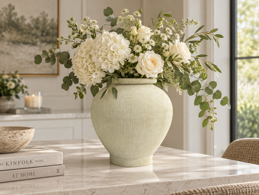 Stone Effect Metal Vase in Brushed Cream 30cm