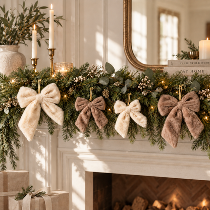 The Aspen Fluffy Christmas Bow Decoration – Two Sizes & Colours