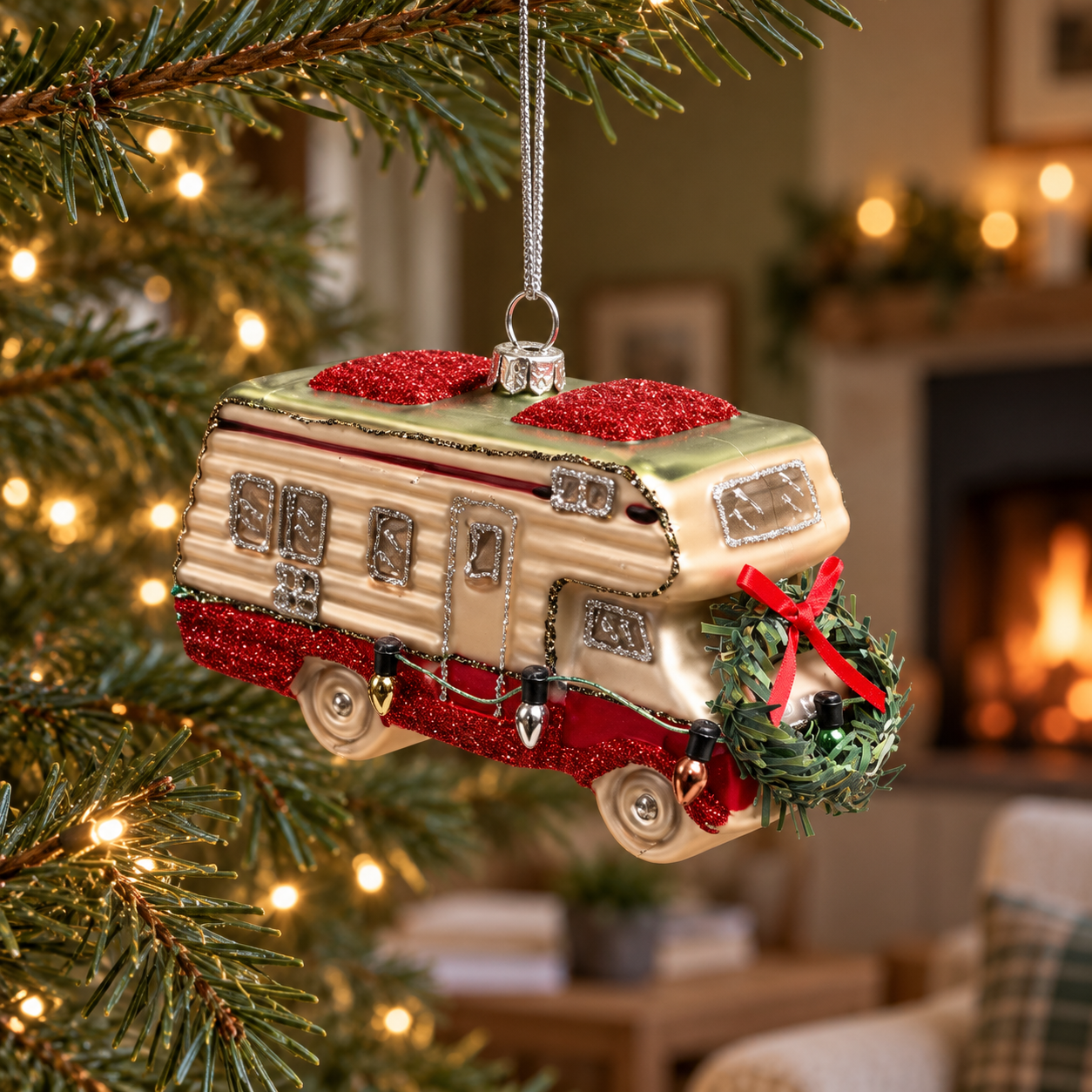 Glass Camper Van Christmas Bauble – 11cm